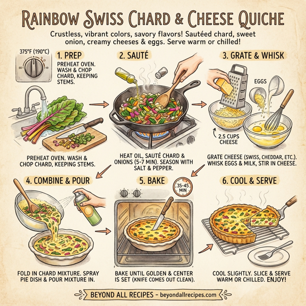 Rainbow Swiss Chard and Cheese Quiche instructions