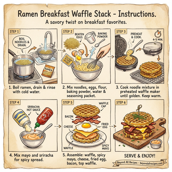 Ramen Breakfast Waffle Stack instructions