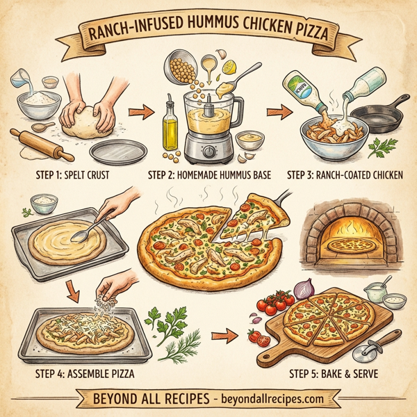 Ranch-Infused Hummus Chicken Pizza instructions