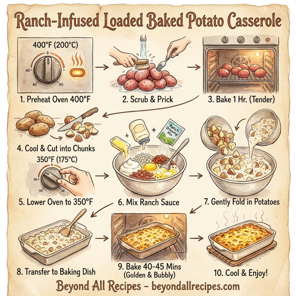 Ranch-Infused Loaded Baked Potato Casserole instructions