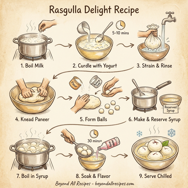 Rasgulla Delight (Cheese Balls in Sweet Syrup) instructions