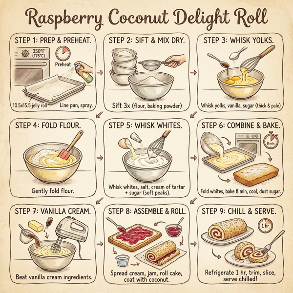 Raspberry Coconut Delight Roll instructions
