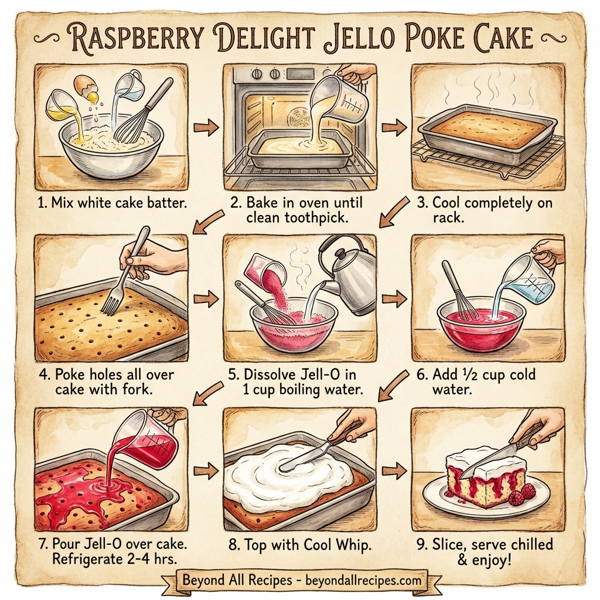 Raspberry Delight Jello Poke Cake instructions