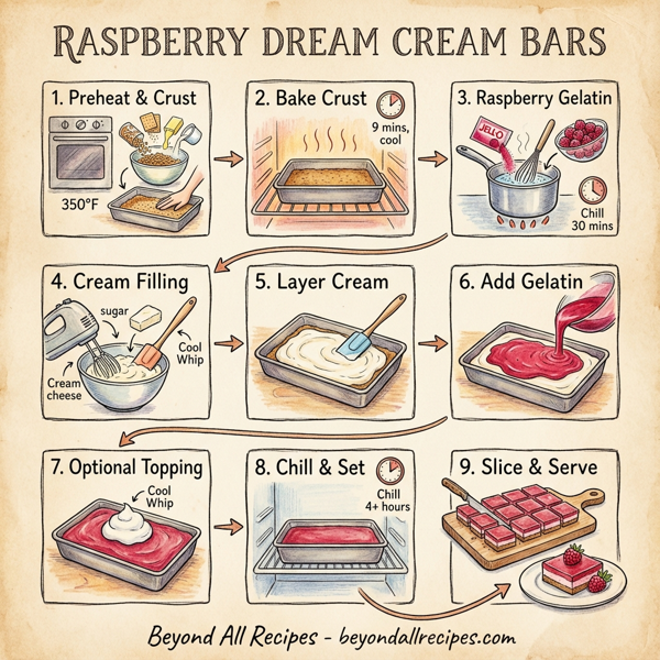 Raspberry Dream Cream Bars instructions