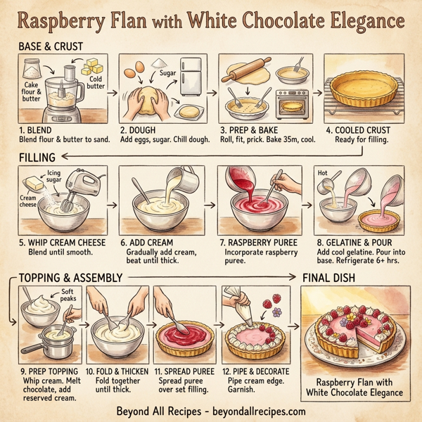 Raspberry Flan with White Chocolate Elegance instructions