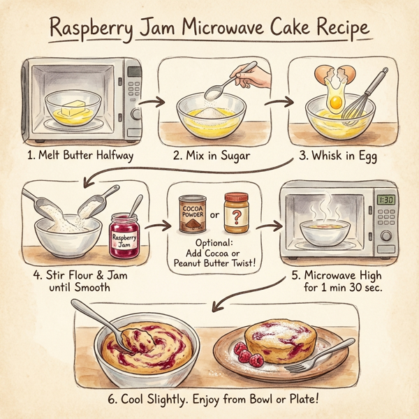 Raspberry Jam Microwave Cake instructions