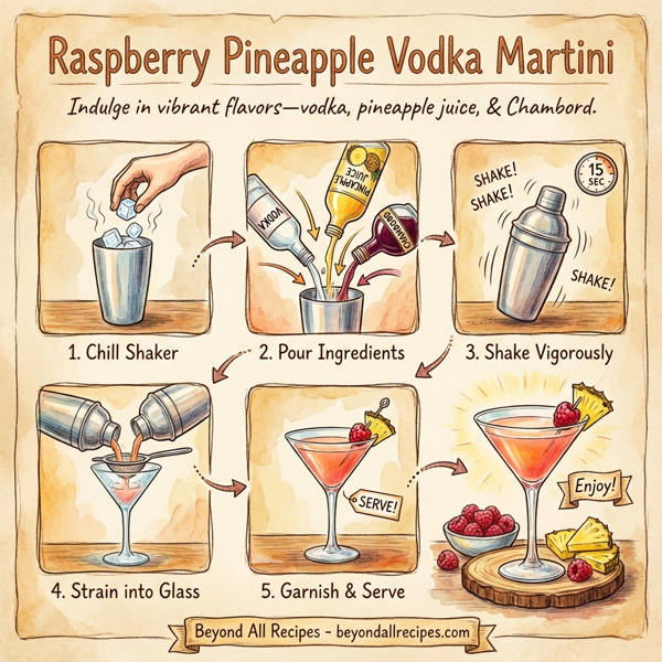 Raspberry Pineapple Vodka Martini instructions