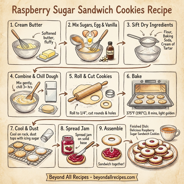 Raspberry Sugar Sandwich Cookies instructions