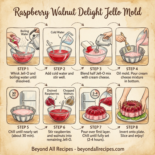 Raspberry Walnut Delight Jello Mold instructions