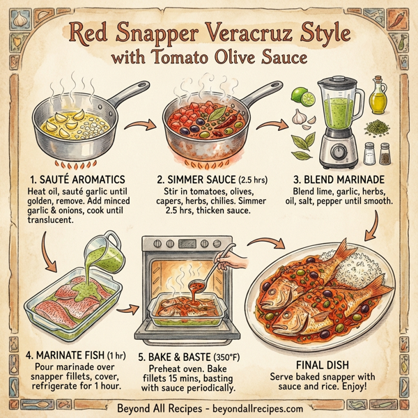 Red Snapper Veracruz Style with Tomato Olive Sauce instructions