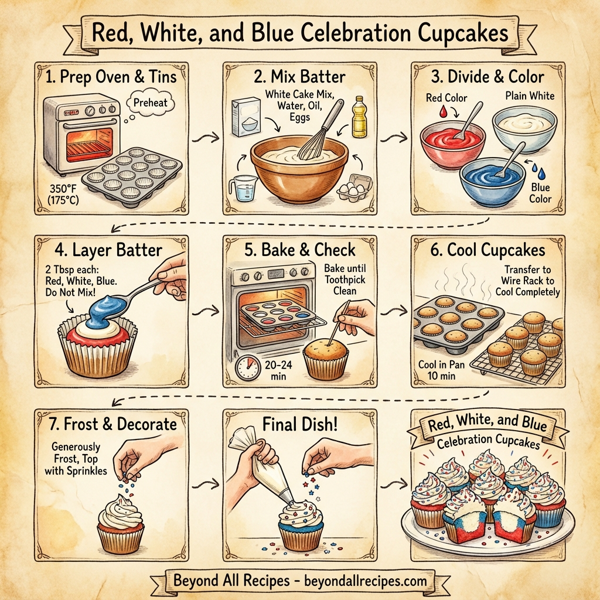 Red, White, and Blue Celebration Cupcakes instructions