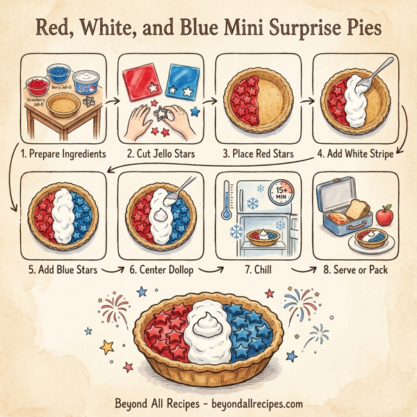 Red, White, and Blue Mini Surprise Pies instructions