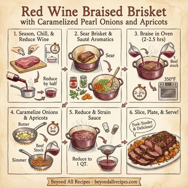 Red Wine Braised Brisket with Caramelized Pearl Onions and Apricots instructions