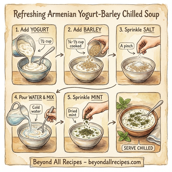 Refreshing Armenian Yogurt-Barley Chilled Soup instructions