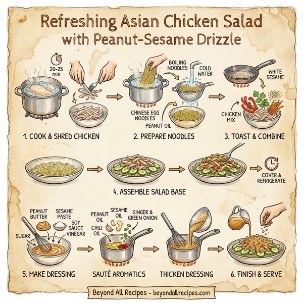 Refreshing Asian Chicken Salad with Peanut-Sesame Drizzle instructions