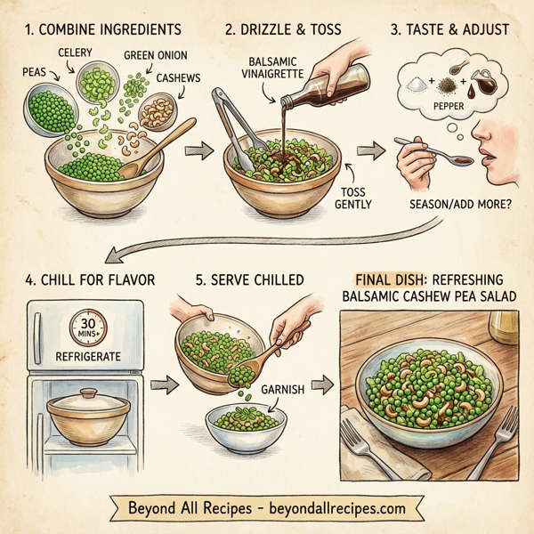 Refreshing Balsamic Cashew Pea Salad instructions
