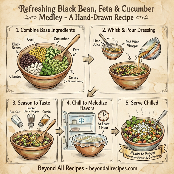 Refreshing Black Bean, Feta & Cucumber Medley instructions