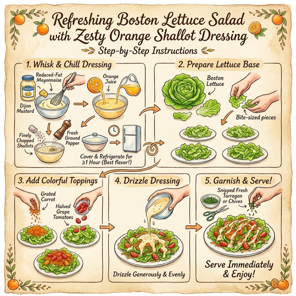 Refreshing Boston Lettuce Salad with Zesty Orange Shallot Dressing instructions