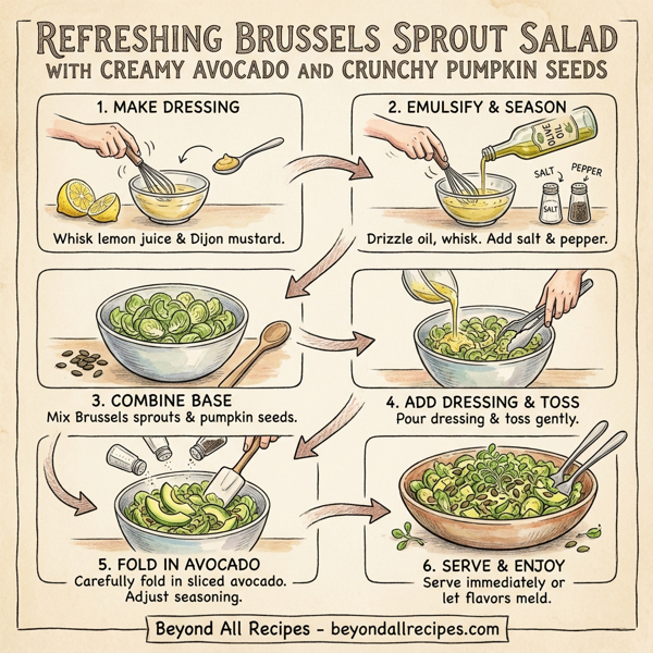 Refreshing Brussels Sprout Salad with Creamy Avocado and Crunchy Pumpkin Seeds instructions