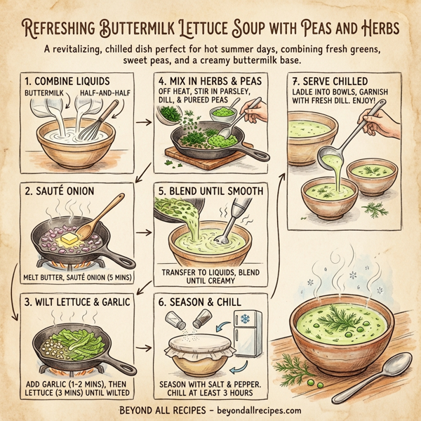 Refreshing Buttermilk Lettuce Soup with Peas and Herbs instructions