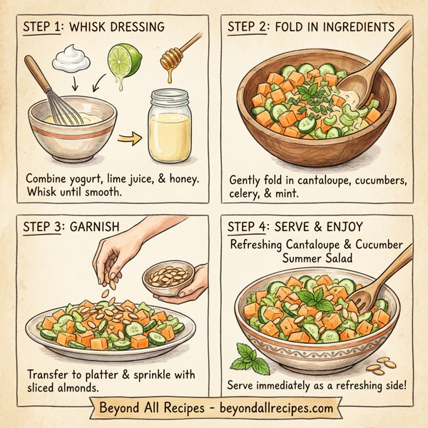 Refreshing Cantaloupe & Cucumber Summer Salad instructions