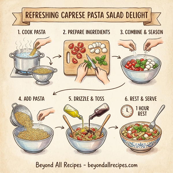 Refreshing Caprese Pasta Salad Delight instructions