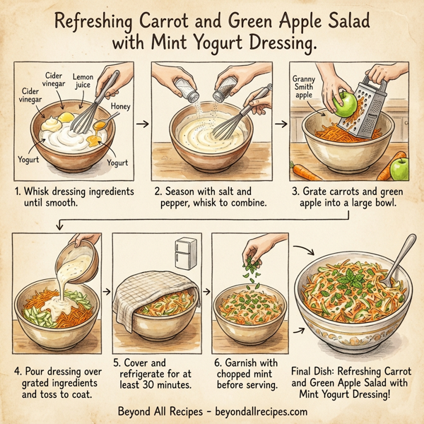 Refreshing Carrot and Green Apple Salad with Mint Yogurt Dressing instructions