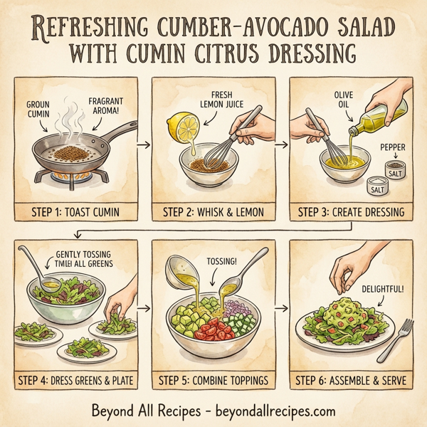 Refreshing Cucumber-Avocado Salad with Cumin Citrus Dressing instructions