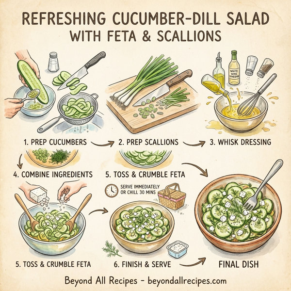 Refreshing Cucumber-Dill Salad with Feta and Scallions instructions
