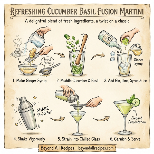 Refreshing Cucumber Basil Fusion Martini instructions