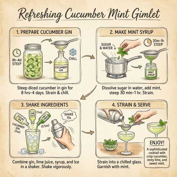 Refreshing Cucumber Mint Gimlet instructions
