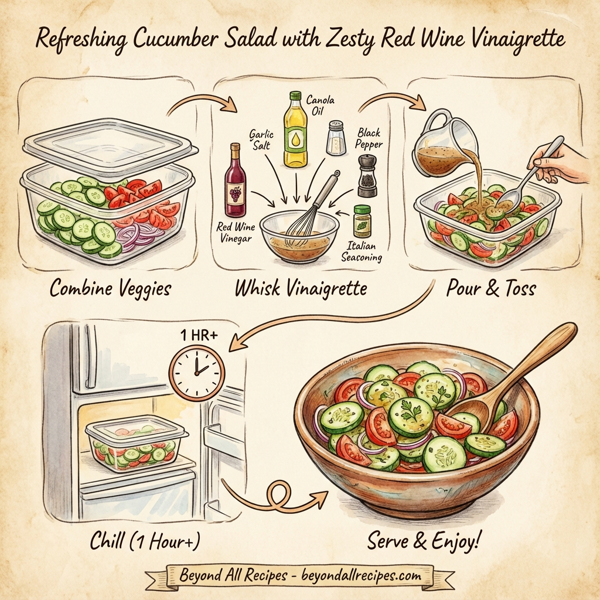 Refreshing Cucumber Salad with Zesty Red Wine Vinaigrette instructions