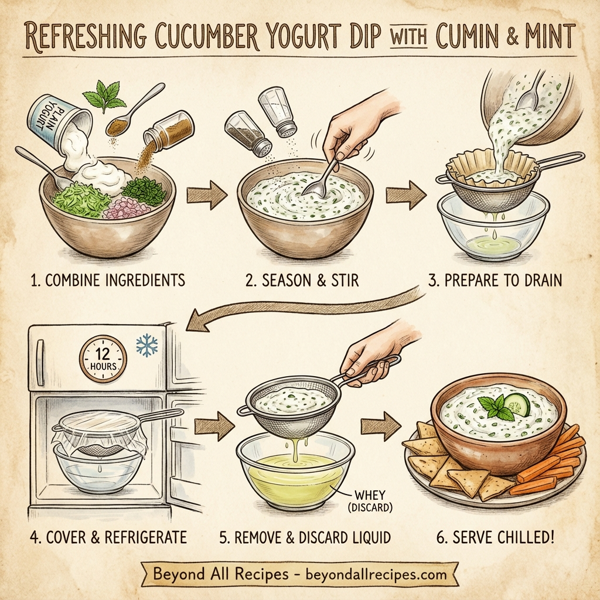 Refreshing Cucumber Yogurt Dip with Cumin and Mint instructions
