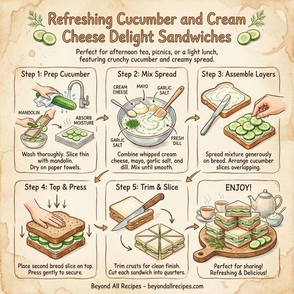 Refreshing Cucumber and Cream Cheese Delight Sandwiches instructions