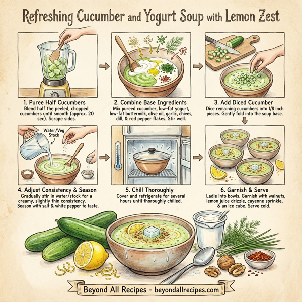 Refreshing Cucumber and Yogurt Soup with Lemon Zest instructions