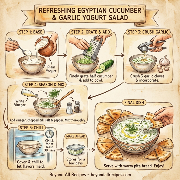 Refreshing Egyptian Cucumber and Garlic Yogurt Salad instructions