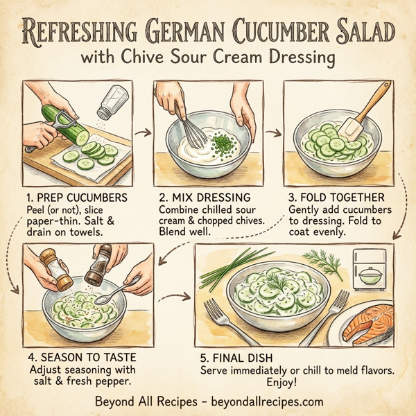 Refreshing German Cucumber Salad with Chive Sour Cream Dressing instructions