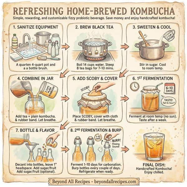 Refreshing Home-Brewed Kombucha instructions