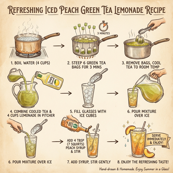 Refreshing Iced Peach Green Tea Lemonade instructions