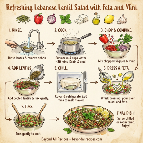 Refreshing Lebanese Lentil Salad with Feta and Mint instructions