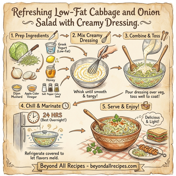 Refreshing Low-Fat Cabbage and Onion Salad with Creamy Dressing instructions