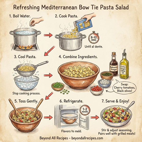 Refreshing Mediterranean Bow Tie Pasta Salad instructions