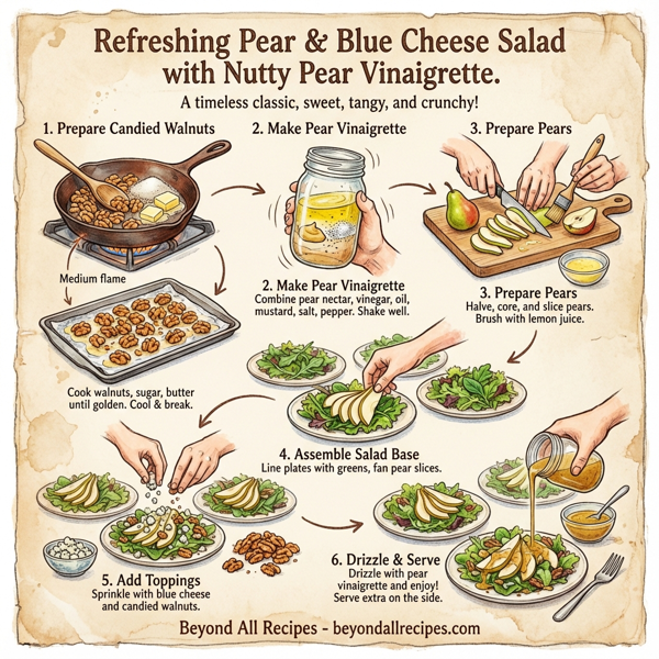 Refreshing Pear & Blue Cheese Salad with Nutty Pear Vinaigrette instructions