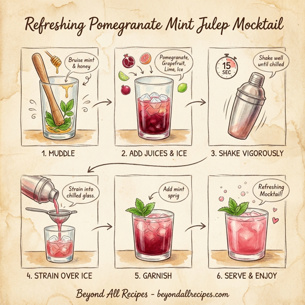 Refreshing Pomegranate Mint Julep Mocktail instructions