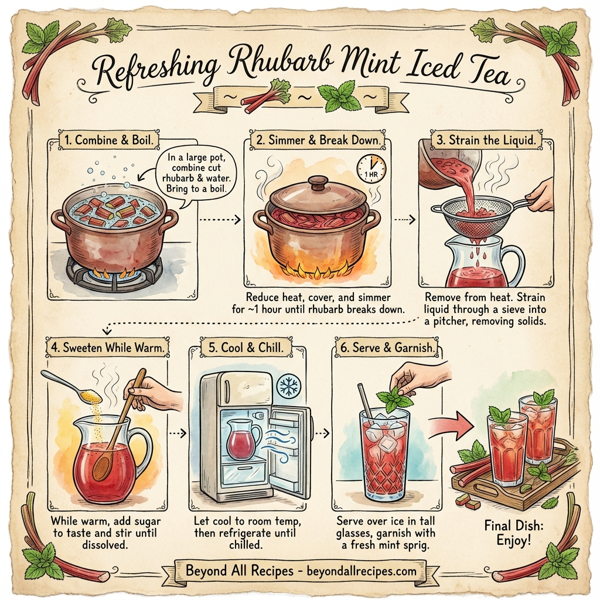 Refreshing Rhubarb Mint Iced Tea instructions