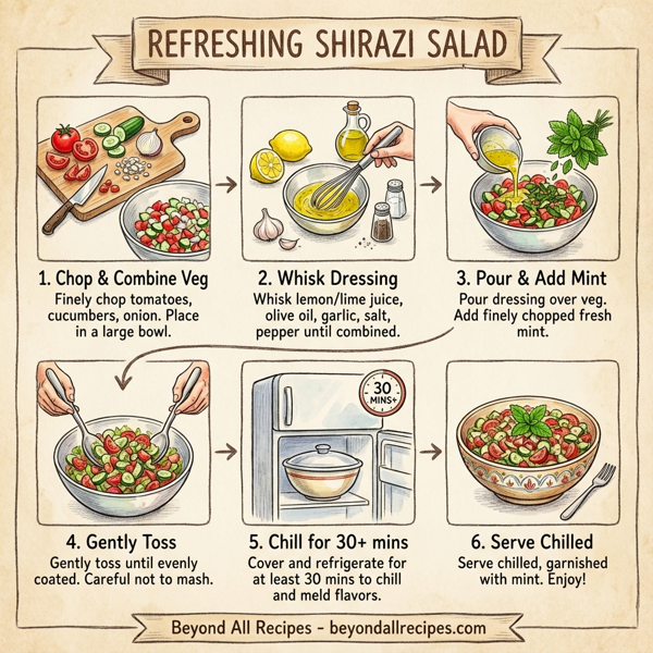 Refreshing Shirazi Salad with Mint and Lime instructions