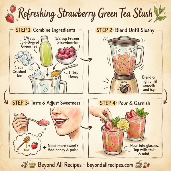 Refreshing Strawberry Green Tea Slush instructions