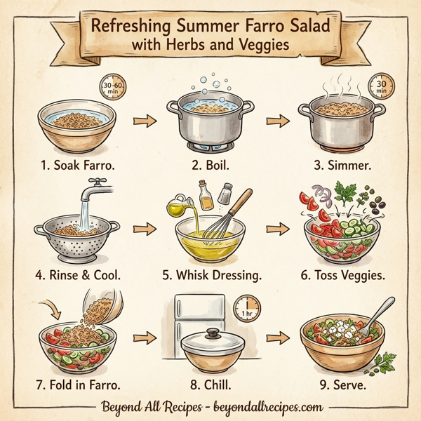 Refreshing Summer Farro Salad with Herbs and Veggies instructions