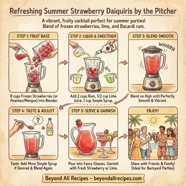 Refreshing Summer Strawberry Daiquiris by the Pitcher instructions