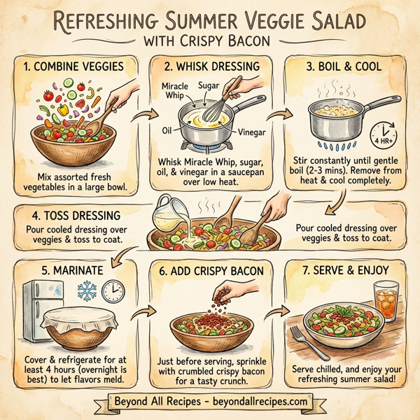 Refreshing Summer Veggie Salad with Crispy Bacon instructions